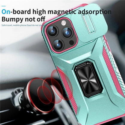 For iPhone 15 Pro Case Camshield Kickstand TPU+PC Anti-Slip Phone Cover
