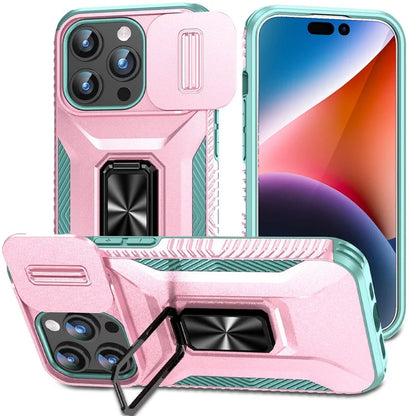 For iPhone 15 Pro Max Case Camshield Kickstand TPU+PC Anti-Slip Phone Cover