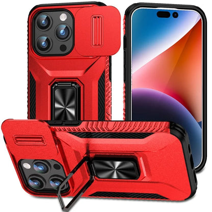 For iPhone 15 Pro Max Case Camshield Kickstand TPU+PC Anti-Slip Phone Cover