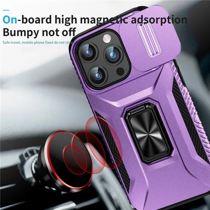 For iPhone 15 Pro Max Case Camshield Kickstand TPU+PC Anti-Slip Phone Cover
