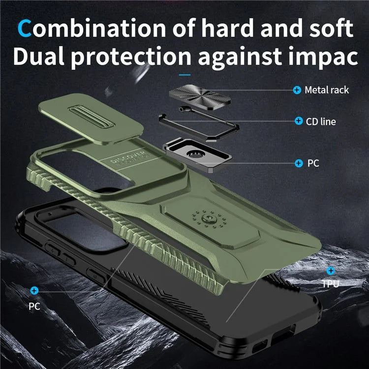 For Samsung Galaxy S23 Case Camshield Kickstand TPU+PC Anti-Slip Phone Cover