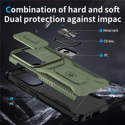 For Samsung Galaxy S23 Case Camshield Kickstand TPU+PC Anti-Slip Phone Cover