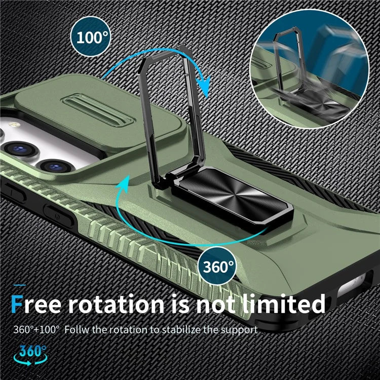 For Samsung Galaxy S23 Case Camshield Kickstand TPU+PC Anti-Slip Phone Cover