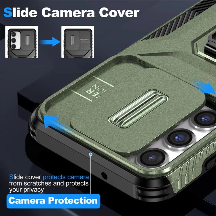 For Samsung Galaxy S23 Case Camshield Kickstand TPU+PC Anti-Slip Phone Cover