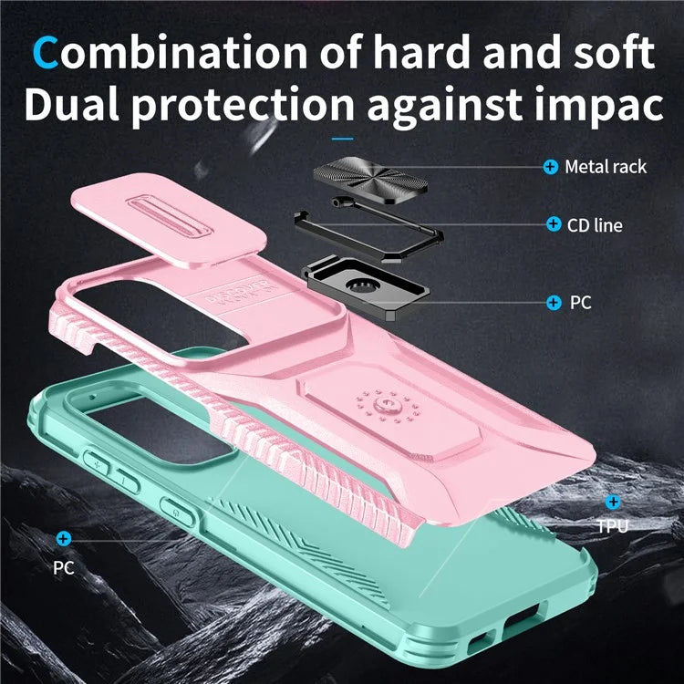 For Samsung Galaxy S23 Case Camshield Kickstand TPU+PC Anti-Slip Phone Cover
