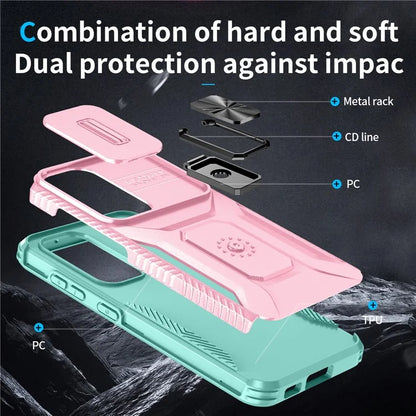 For Samsung Galaxy S23 Case Camshield Kickstand TPU+PC Anti-Slip Phone Cover