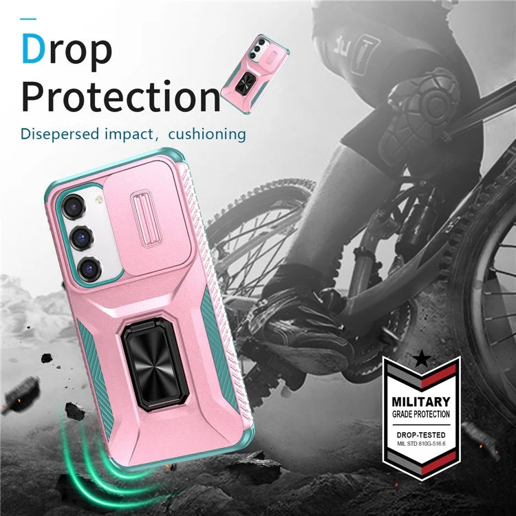 For Samsung Galaxy S23 Case Camshield Kickstand TPU+PC Anti-Slip Phone Cover