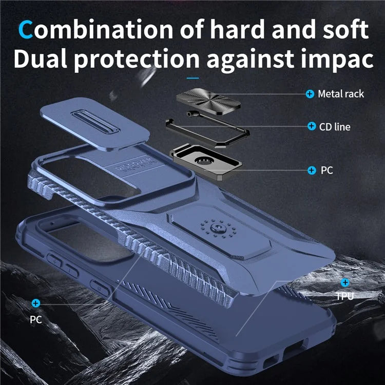 For Samsung Galaxy S23 Case Camshield Kickstand TPU+PC Anti-Slip Phone Cover