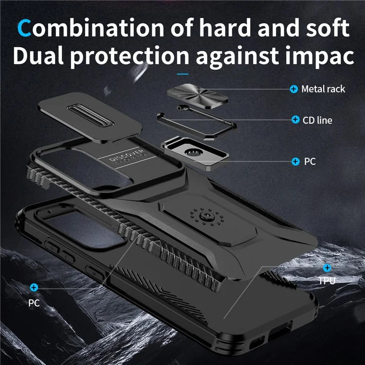 For Samsung Galaxy S23 Case Camshield Kickstand TPU+PC Anti-Slip Phone Cover