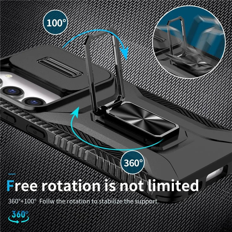 For Samsung Galaxy S23 Case Camshield Kickstand TPU+PC Anti-Slip Phone Cover