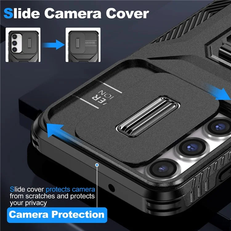For Samsung Galaxy S23 Case Camshield Kickstand TPU+PC Anti-Slip Phone Cover