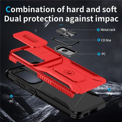 For Samsung Galaxy S23 Case Camshield Kickstand TPU+PC Anti-Slip Phone Cover