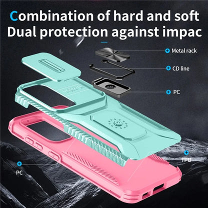 For Samsung Galaxy S23 Case Camshield Kickstand TPU+PC Anti-Slip Phone Cover