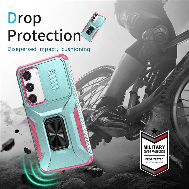 For Samsung Galaxy S23 Case Camshield Kickstand TPU+PC Anti-Slip Phone Cover