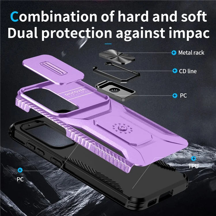 For Samsung Galaxy S23 Case Camshield Kickstand TPU+PC Anti-Slip Phone Cover