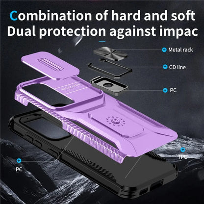 For Samsung Galaxy S23 Case Camshield Kickstand TPU+PC Anti-Slip Phone Cover