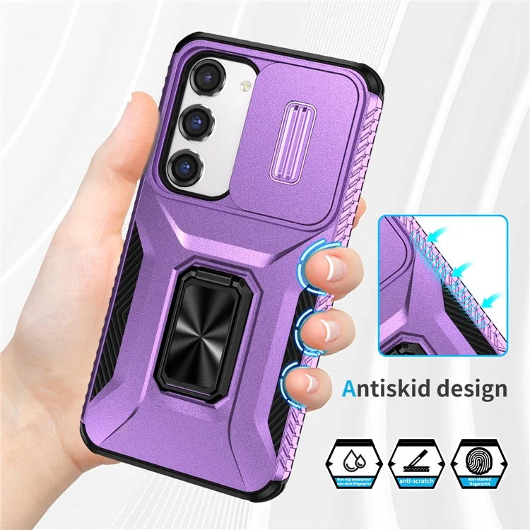 For Samsung Galaxy S23 Case Camshield Kickstand TPU+PC Anti-Slip Phone Cover