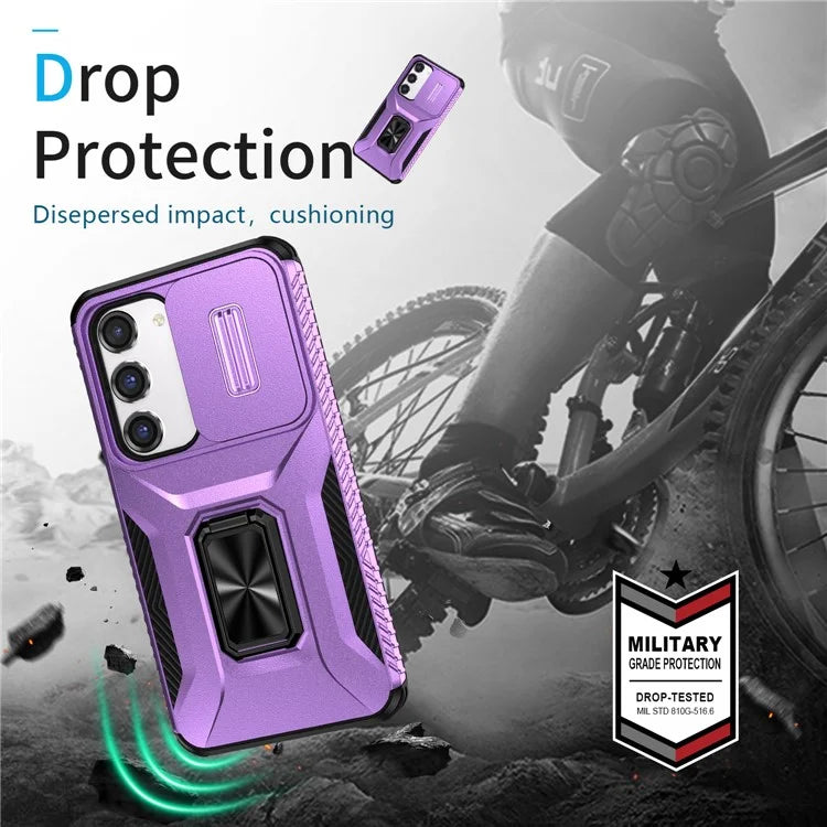 For Samsung Galaxy S23 Case Camshield Kickstand TPU+PC Anti-Slip Phone Cover