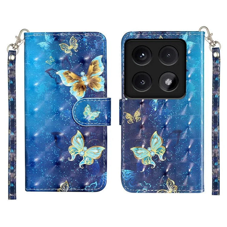 For Xiaomi 14T Case 3D Pattern Printed Phone Leather Phone Cover