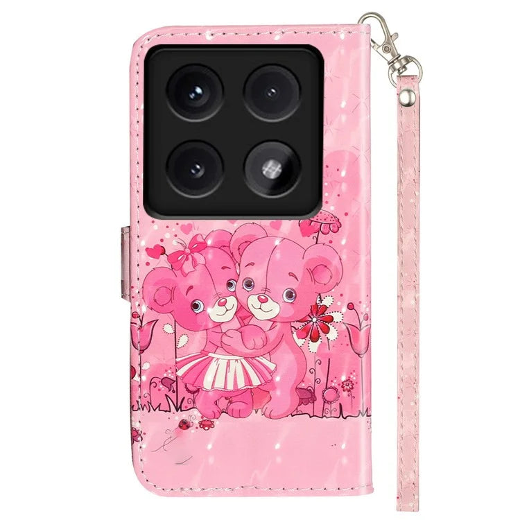 For Xiaomi 14T Case 3D Pattern Printed Phone Leather Phone Cover
