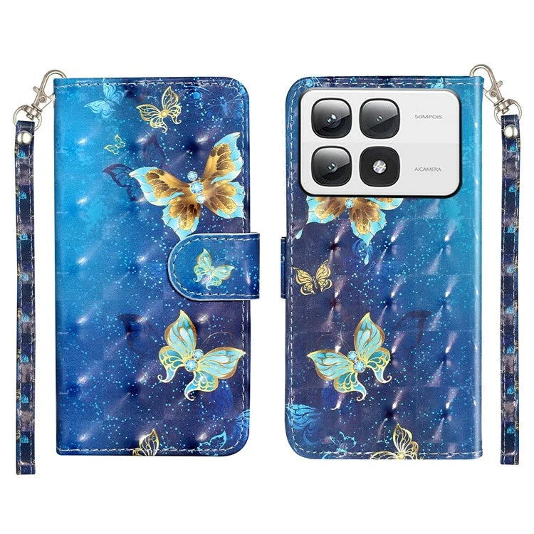 For Xiaomi 14T Pro Case 3D Pattern Printed Phone Leather Phone Cover