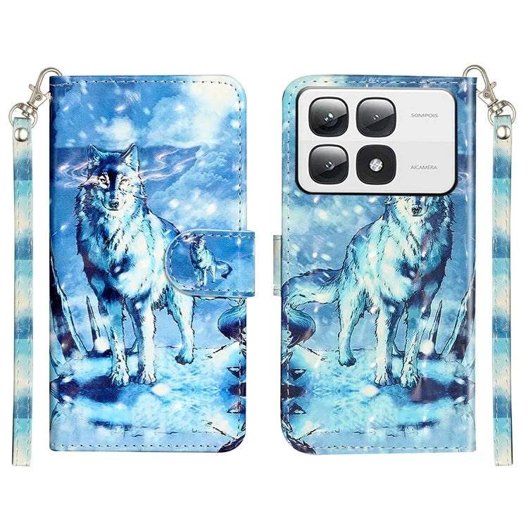 For Xiaomi 14T Pro Case 3D Pattern Printed Phone Leather Phone Cover
