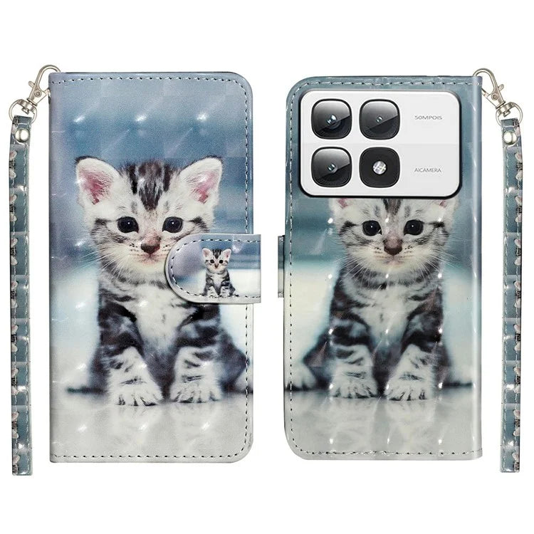For Xiaomi 14T Pro Case 3D Pattern Printed Phone Leather Phone Cover