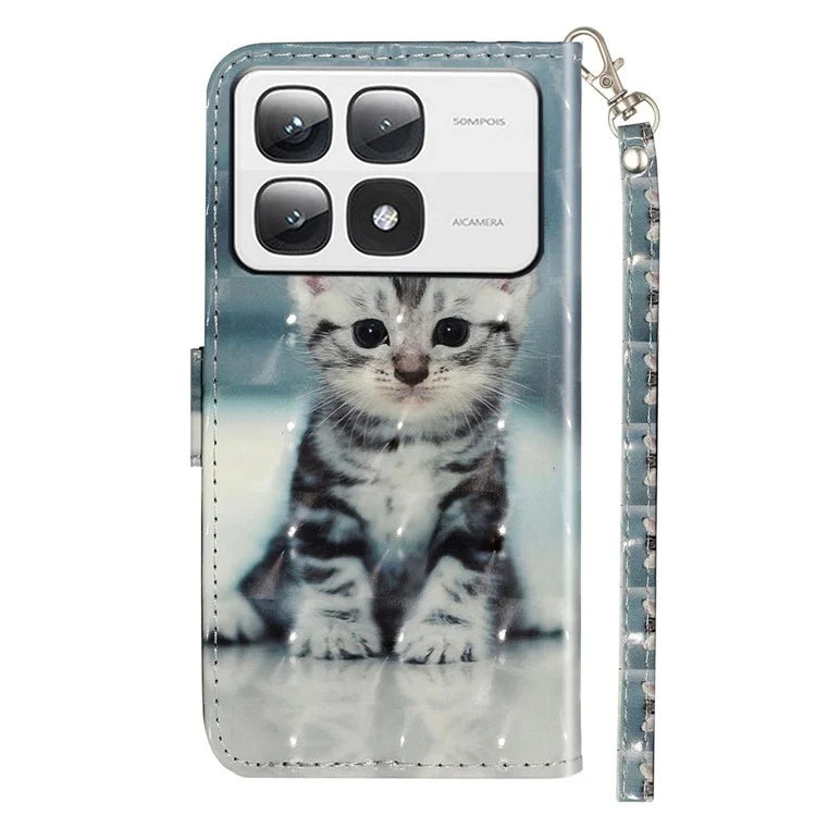 For Xiaomi 14T Pro Case 3D Pattern Printed Phone Leather Phone Cover