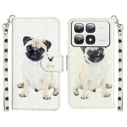 For Xiaomi 14T Pro Case 3D Pattern Printed Phone Leather Phone Cover