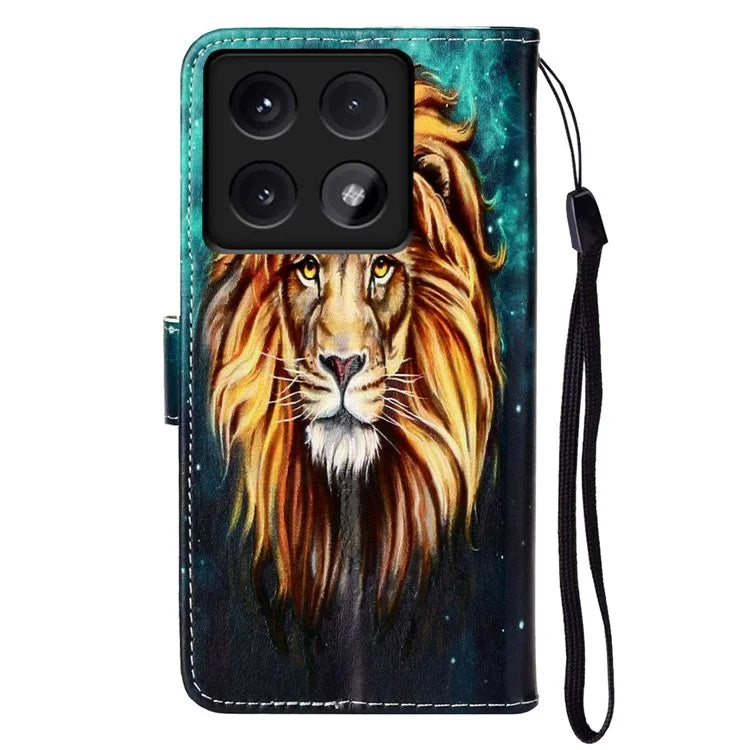 For Xiaomi 14T Case Pattern Leather Wallet Phone Cover with Card Holder