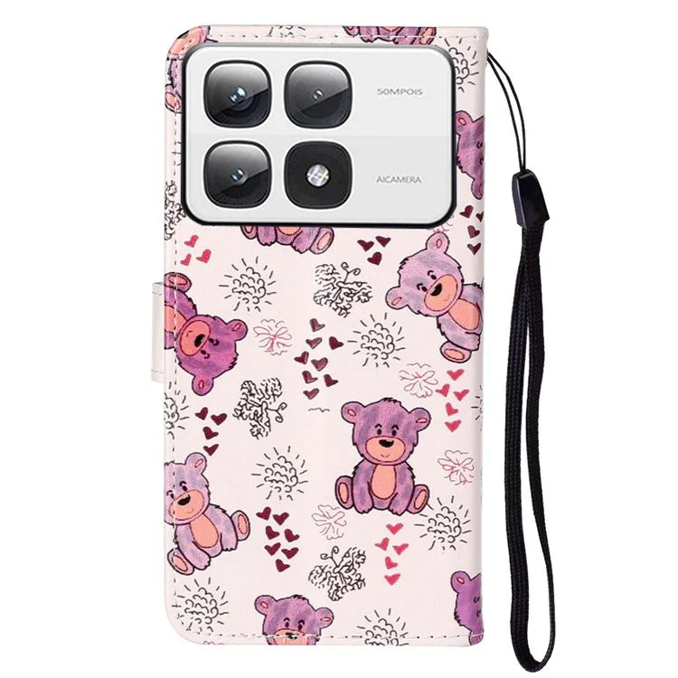 For Xiaomi 14T Pro Case Pattern Leather Wallet Phone Cover with Card Holder