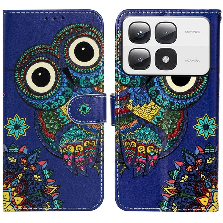 For Xiaomi 14T Pro Case Pattern Leather Wallet Phone Cover with Card Holder