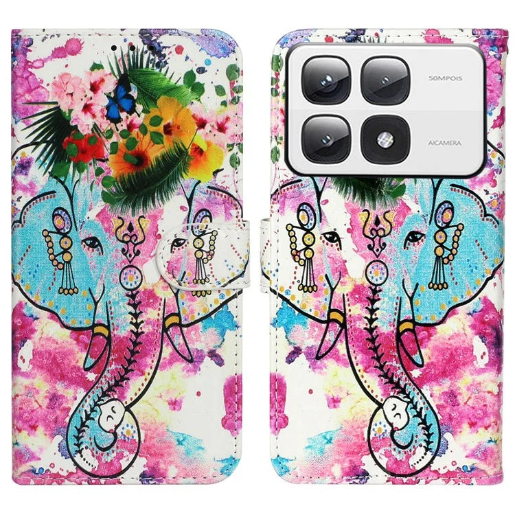 For Xiaomi 14T Pro Case Pattern Leather Wallet Phone Cover with Card Holder