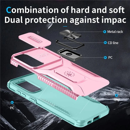 For Samsung Galaxy S23+ Case Camshield Kickstand TPU+PC Anti-Slip Phone Cover