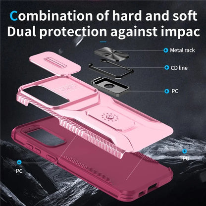 For Samsung Galaxy S23+ Case Camshield Kickstand TPU+PC Anti-Slip Phone Cover