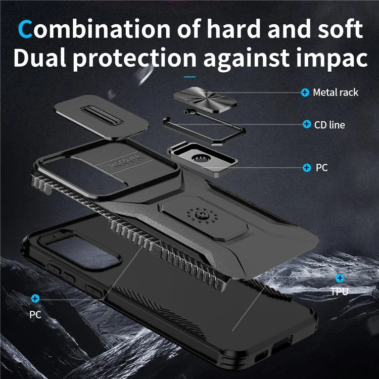 For Samsung Galaxy S23+ Case Camshield Kickstand TPU+PC Anti-Slip Phone Cover