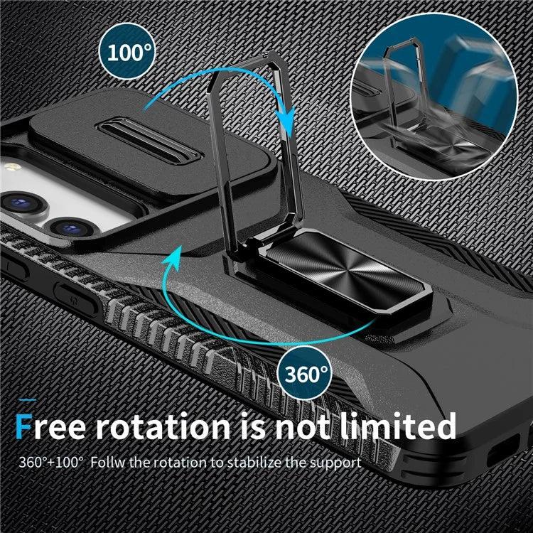 For Samsung Galaxy S23+ Case Camshield Kickstand TPU+PC Anti-Slip Phone Cover