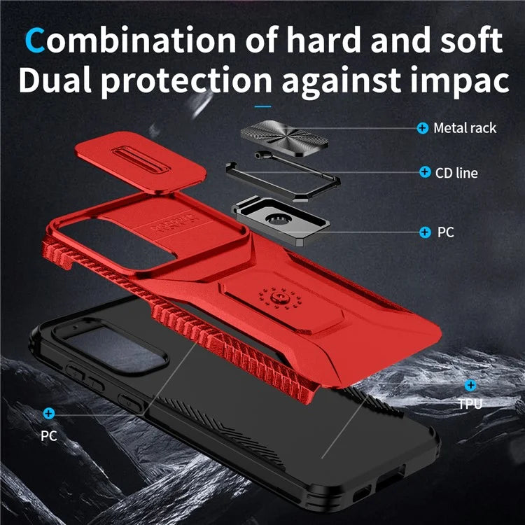 For Samsung Galaxy S23+ Case Camshield Kickstand TPU+PC Anti-Slip Phone Cover
