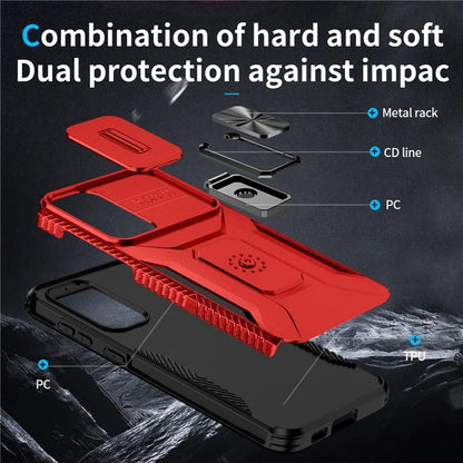 For Samsung Galaxy S23+ Case Camshield Kickstand TPU+PC Anti-Slip Phone Cover