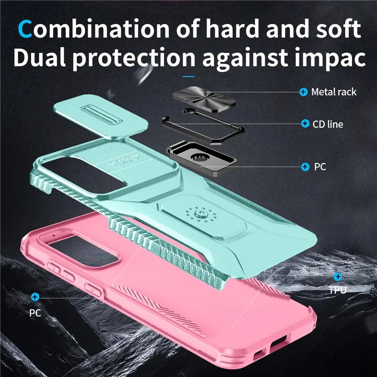 For Samsung Galaxy S23+ Case Camshield Kickstand TPU+PC Anti-Slip Phone Cover