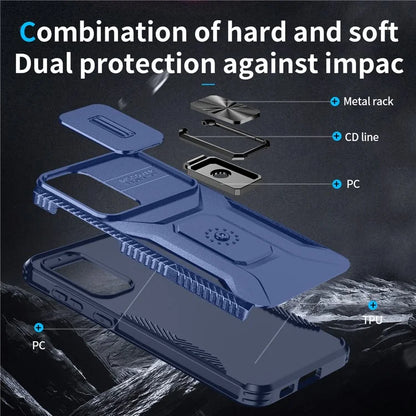 For Samsung Galaxy S23+ Case Camshield Kickstand TPU+PC Anti-Slip Phone Cover