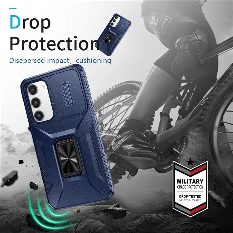 For Samsung Galaxy S23+ Case Camshield Kickstand TPU+PC Anti-Slip Phone Cover
