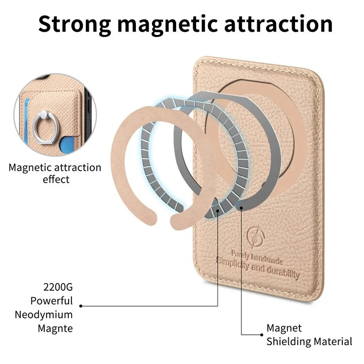 For iPhone 16 Plus Case Ring Kickstand Leather Back Cover with Magnetic Detachable Card Holder