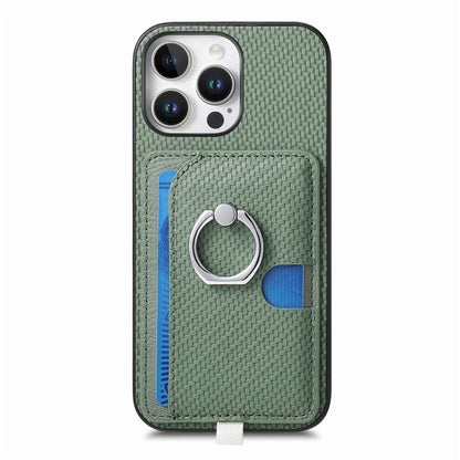 For iPhone 16 Pro Case Ring Kickstand Leather Back Cover with Magnetic Detachable Card Holder