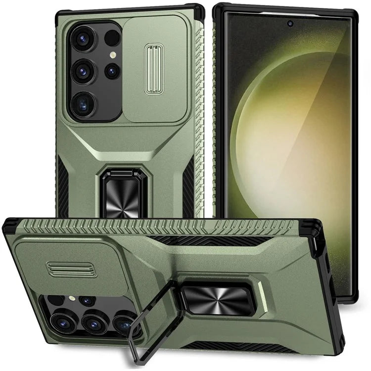 For Samsung Galaxy S24 Ultra Case Camshield Kickstand TPU+PC Anti-Slip Phone Cover
