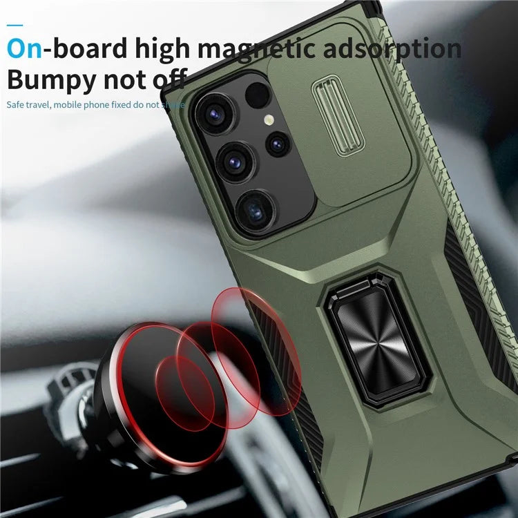 For Samsung Galaxy S24 Ultra Case Camshield Kickstand TPU+PC Anti-Slip Phone Cover