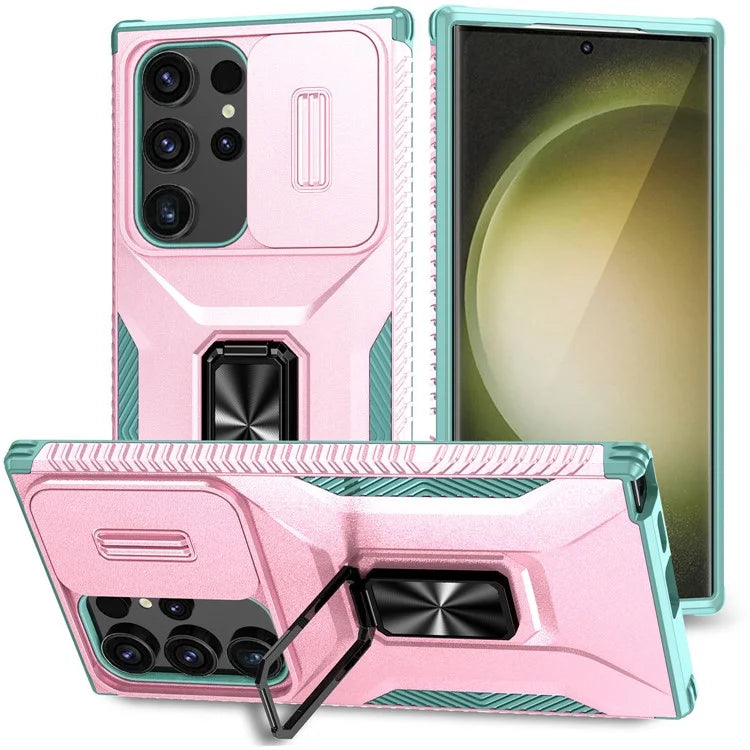 For Samsung Galaxy S24 Ultra Case Camshield Kickstand TPU+PC Anti-Slip Phone Cover