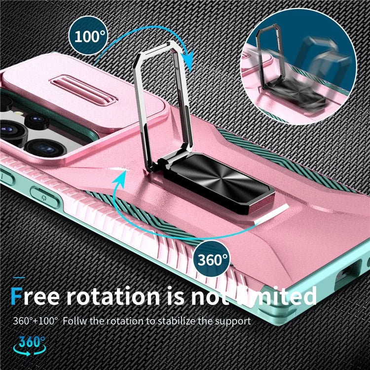 For Samsung Galaxy S24 Ultra Case Camshield Kickstand TPU+PC Anti-Slip Phone Cover