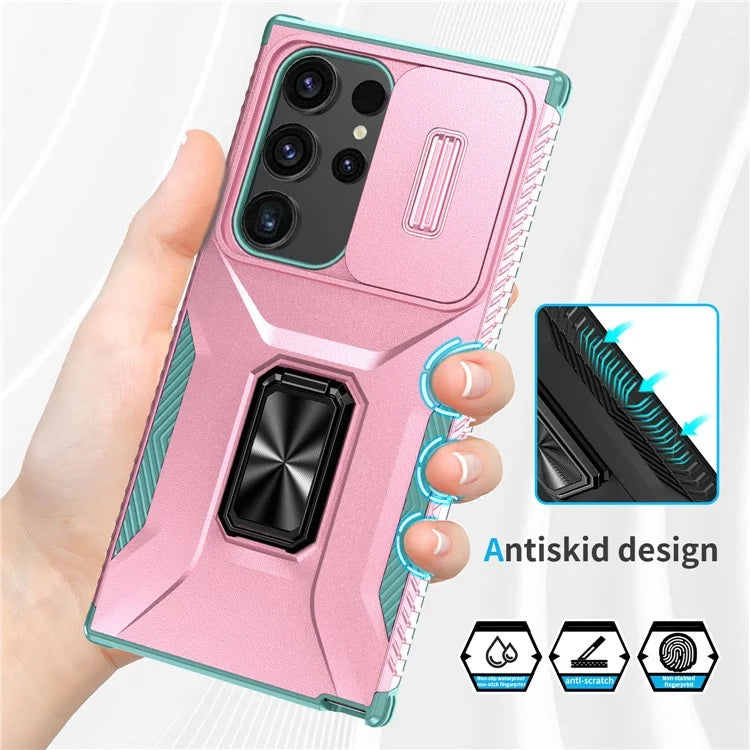 For Samsung Galaxy S24 Ultra Case Camshield Kickstand TPU+PC Anti-Slip Phone Cover