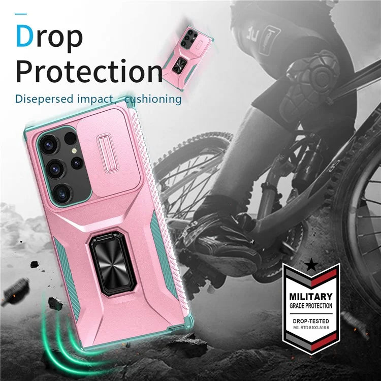 For Samsung Galaxy S24 Ultra Case Camshield Kickstand TPU+PC Anti-Slip Phone Cover